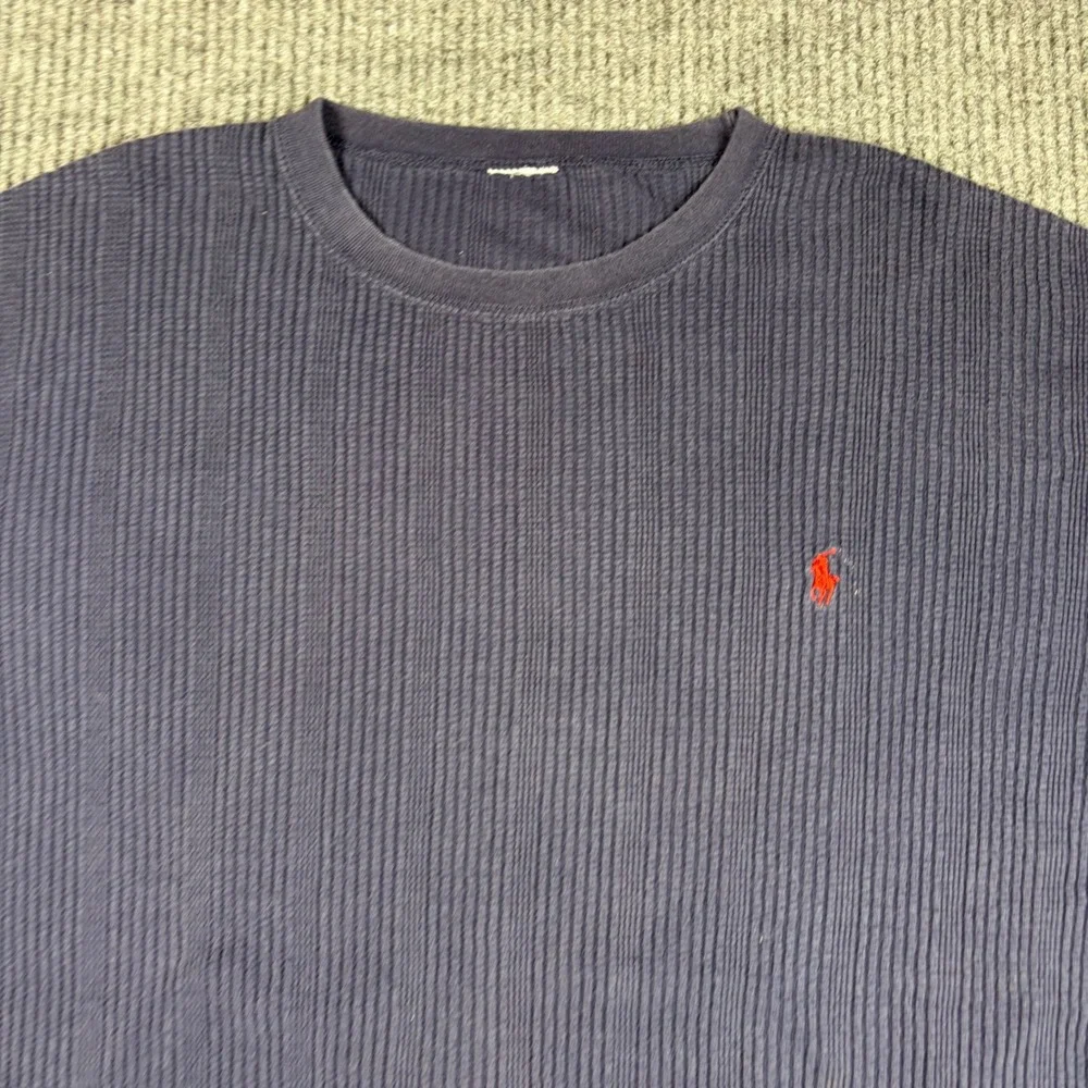 Polo Ralph Lauren Shirt Mens XL Waffle Knit Thermal‎ Long Sleeve Blue Red Pony